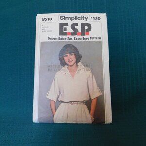 Simplicity ESP 8510 – Vintage 1980s Misses’ Pullover Dress Pattern, Size 8-10-12